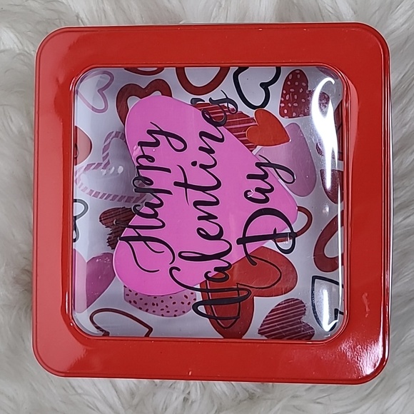 unbranded Other - Happy Valentine's Day, Tin Square Box Red Pink White Kitchen Storage Cookie Cute